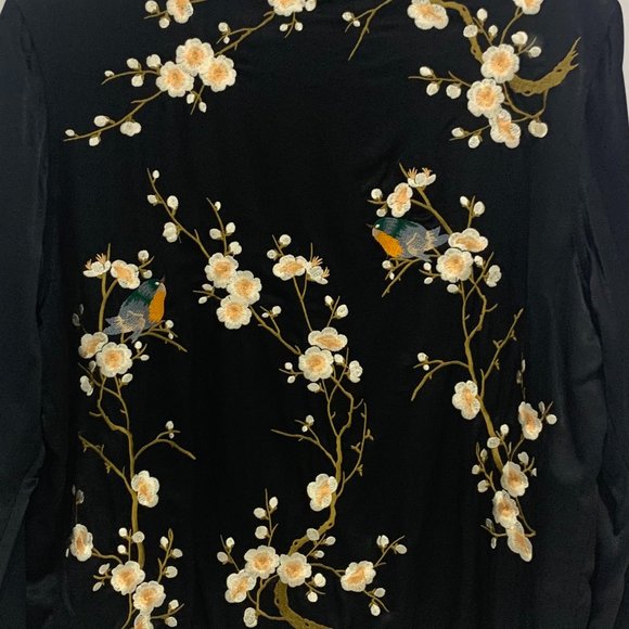 Zara Satin Embroidered Floral Bomber Jacket S EUC - Picture 9 of 12